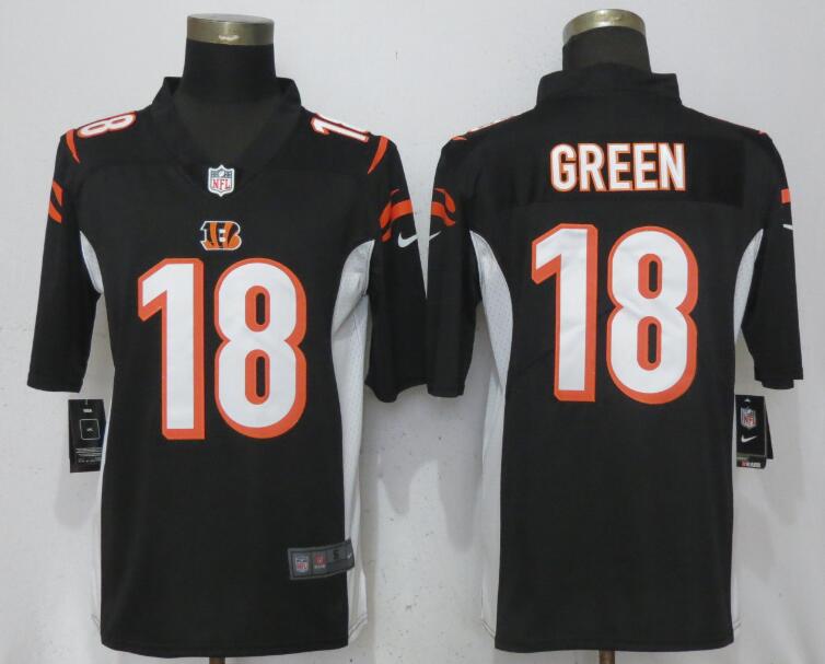 Men Cincinnati Bengals 18 Green Black Vapor Untouchable Player Nike Limited NFL Jerseys